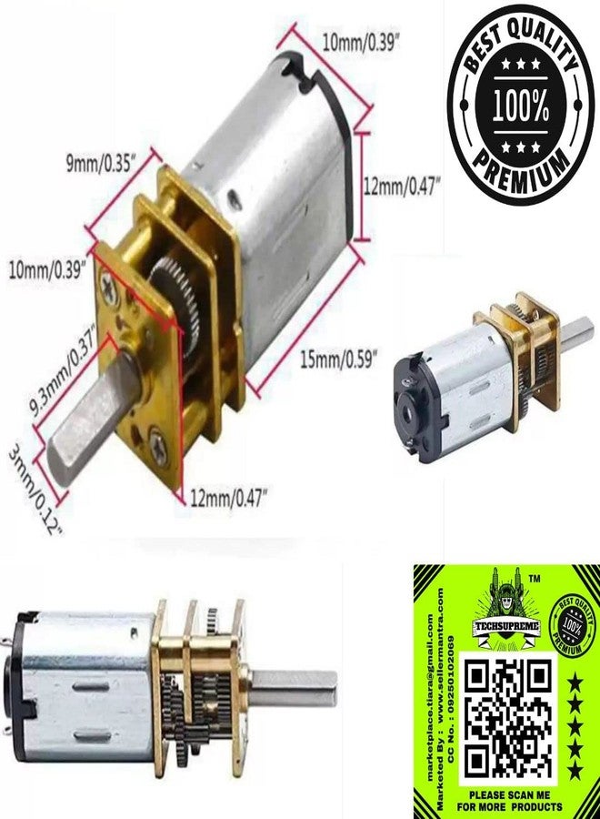 TechSupreme N20 3.7V - 6V 100 RPM Micro Gear Reduction DC Motor With 30:1 Metal Gearbox Motor (2) - Image 3